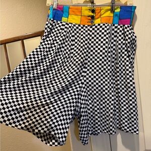 Vintage 80’s Colorful Checkered Women's Skort-Silk? Or very soft airy poly. 8